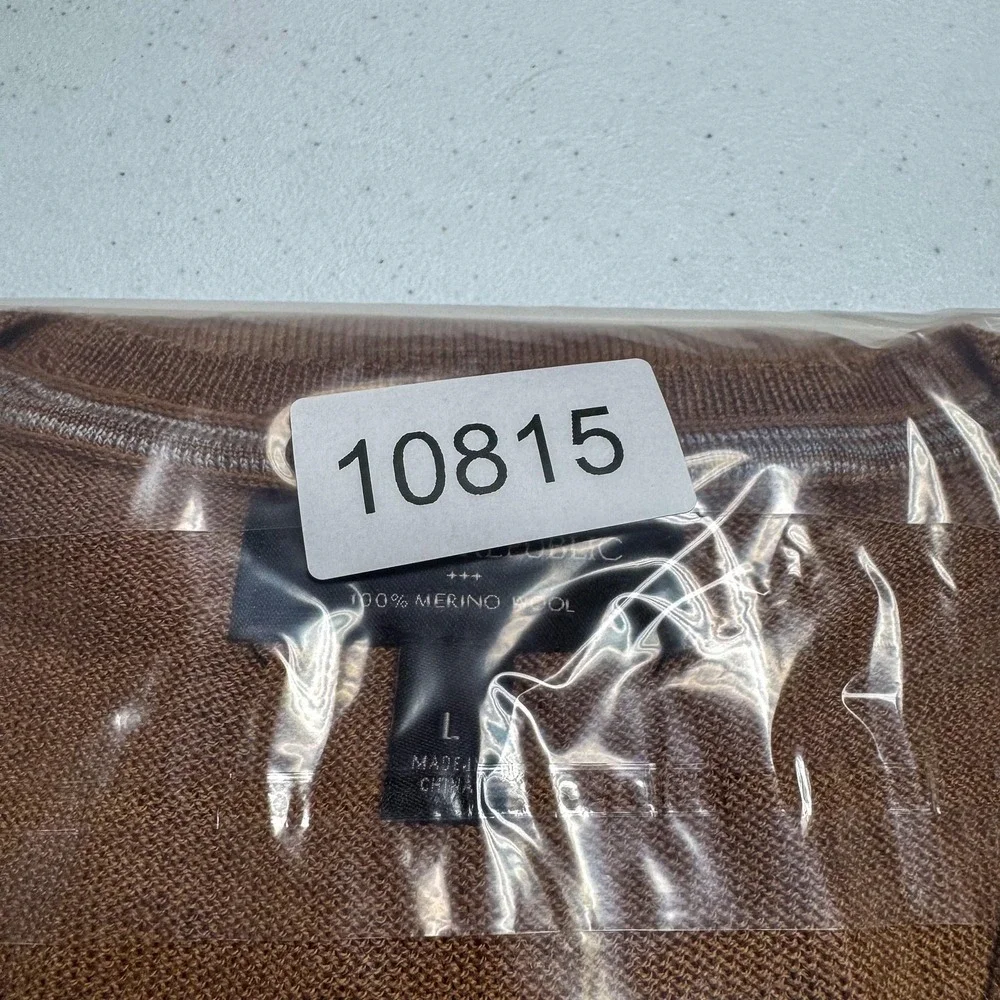 Banana Republic Sweater Mens Large Brown 100% Merino Wool V Neck‎ Pullover Knit